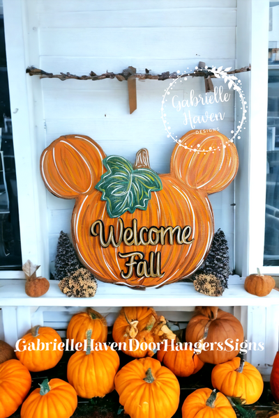 Mickey Welcome Fall Pumpkin - SHIPS IN 2 WEEKS OR LESS