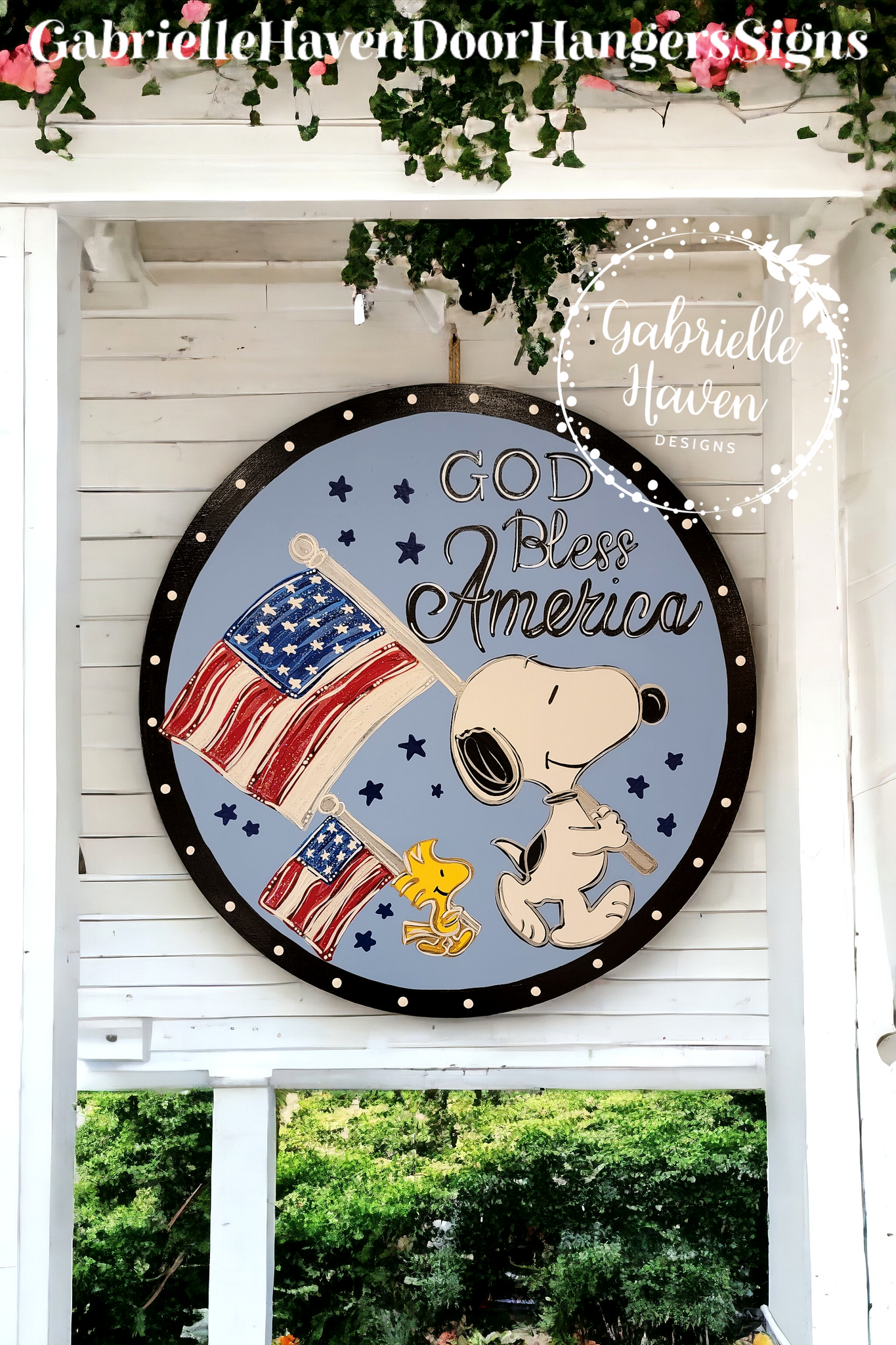 Snoopy God Bless America (round)