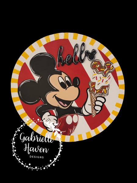 Mickey 3D Hello Ice Cream with Stripes