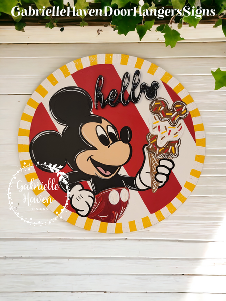 Mickey 3D Hello Ice Cream with Stripes