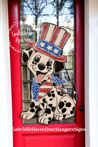 LARGE 30" 101 Dalmatian Patriotic Uncle Sam with 3D Hat