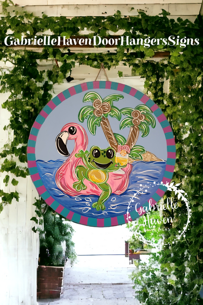 Beach Frog in a Flamingo Float