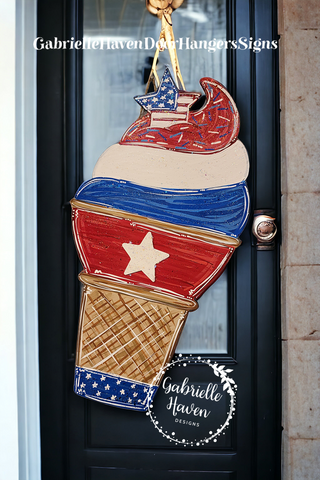 Patriotic Red White Blue Ice Cream Cone 26" height