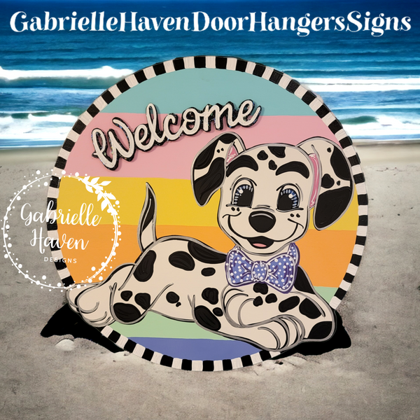 Dalmatian 3D Welcome Colorful Stripes