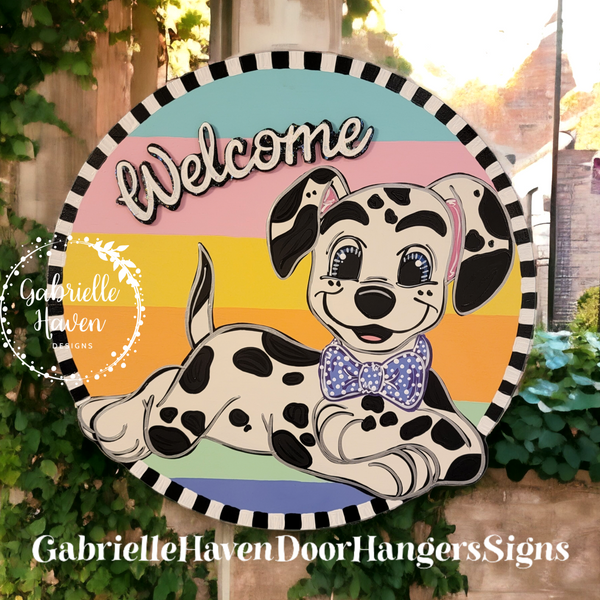 Dalmatian 3D Welcome Colorful Stripes