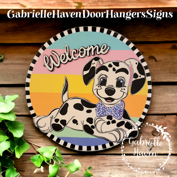 Dalmatian 3D Welcome Colorful Stripes