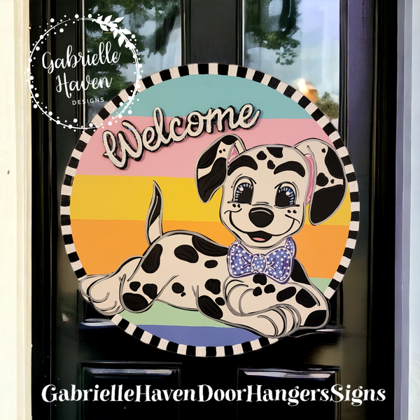 Dalmatian 3D Welcome Colorful Stripes