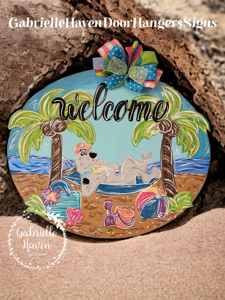 Scooby Inspired Grey Great Dane Beach Sign