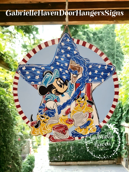 Patriotic Mickey and Baby Plutos