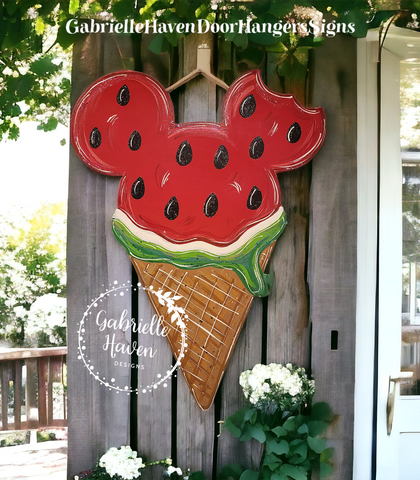 Mickey Inspired Watermelon Ice Cream Cone 25" height