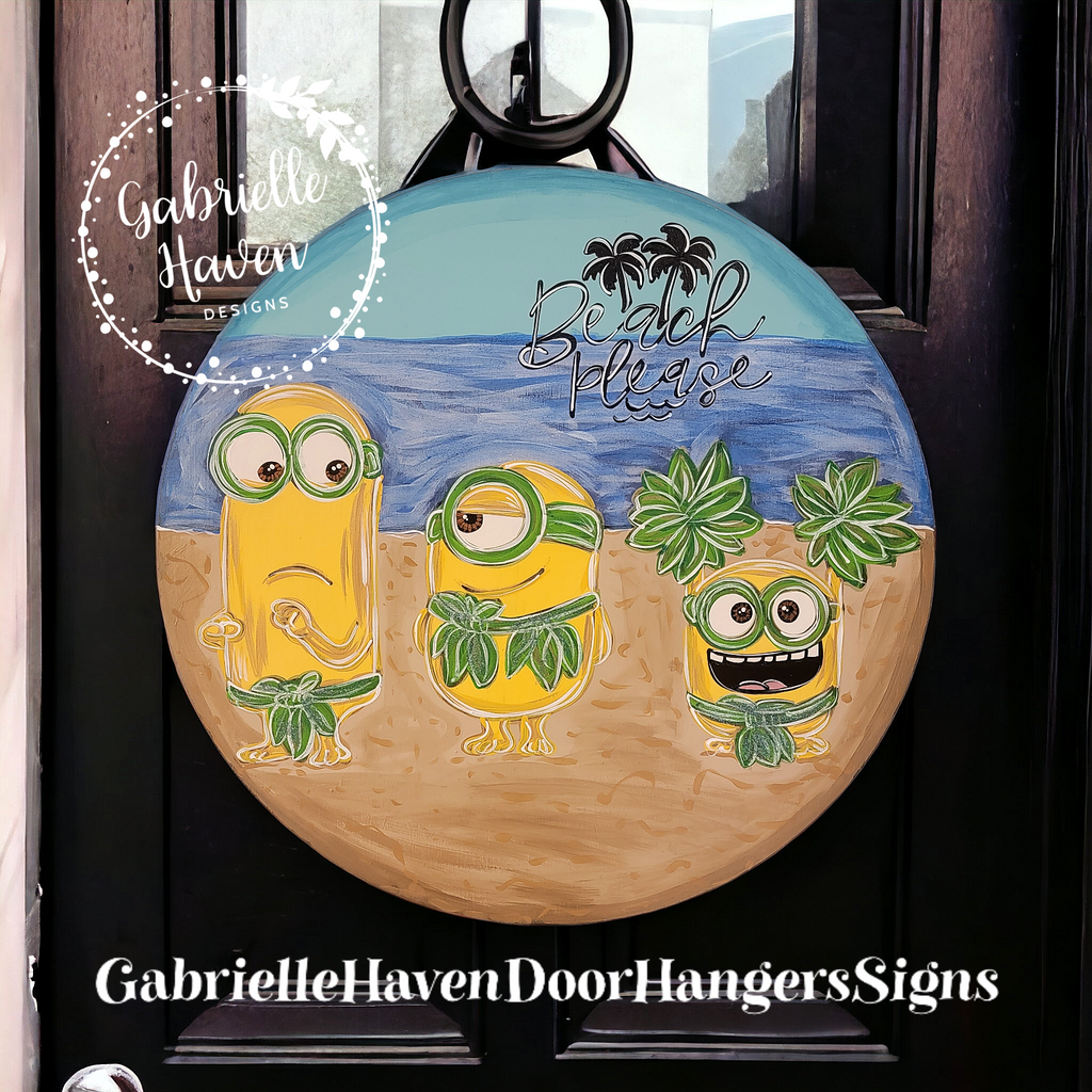 Minions, Minions Beach, Minions Beach Please, Minions Door Hanger Door ...