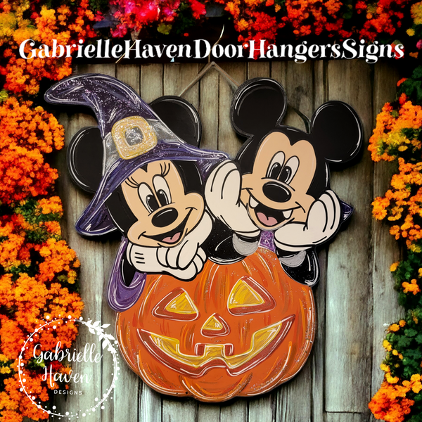 Mickey & Minnie Halloween Jack O Lantern