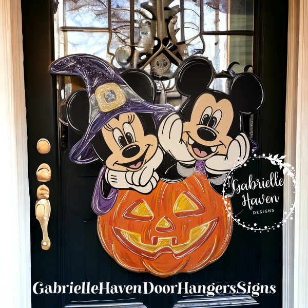 Mickey & Minnie Halloween Jack O Lantern