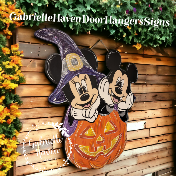 Mickey & Minnie Halloween Jack O Lantern