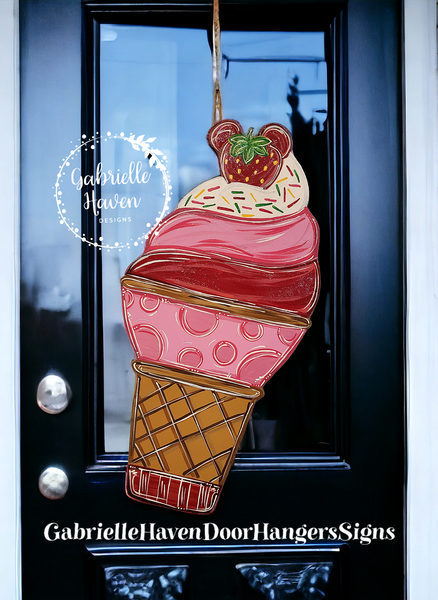 Mickey Inspired Strawberry Ice Cream Cone 26" height