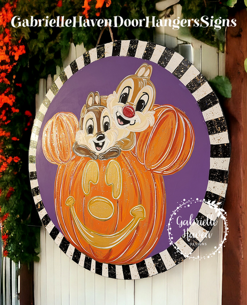 Halloween Chip and Dale on Mickey Pumpkin