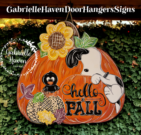 Hello Fall Snoopy Pumpkin, 23" wide