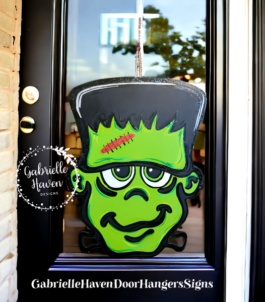Frankenstein Door Hanger, Halloween Door Hanger, Frankenstein Wreath Sign, Halloween Wreath Sign