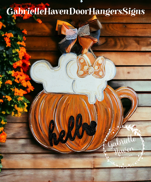 Mickey & Minnie Inspired Pumpkin Spice, 3D "Hello"