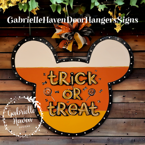 Halloween Mickey Head, 3D Trick or Treat, Candy Corn Stripes