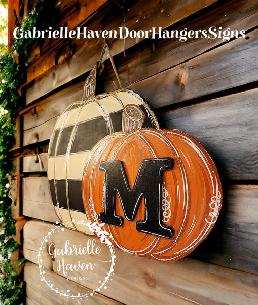 Monogram Double Pumpkins, 22" wide, 3D Monogram