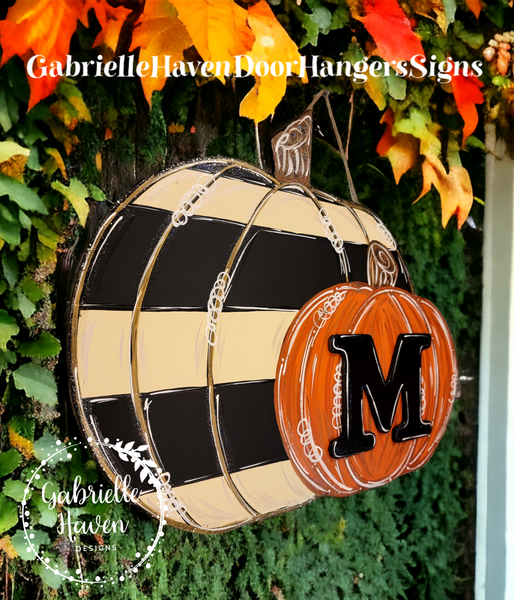 Monogram Double Pumpkins, 22" wide, 3D Monogram