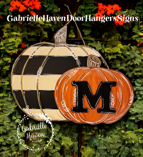 Monogram Double Pumpkins, 22" wide, 3D Monogram