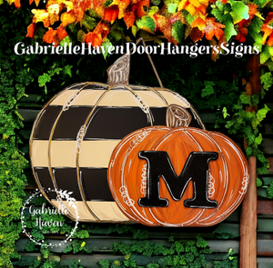 Monogram Double Pumpkins, 22" wide, 3D Monogram