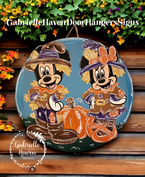 Mickey Minnie Scarecrows