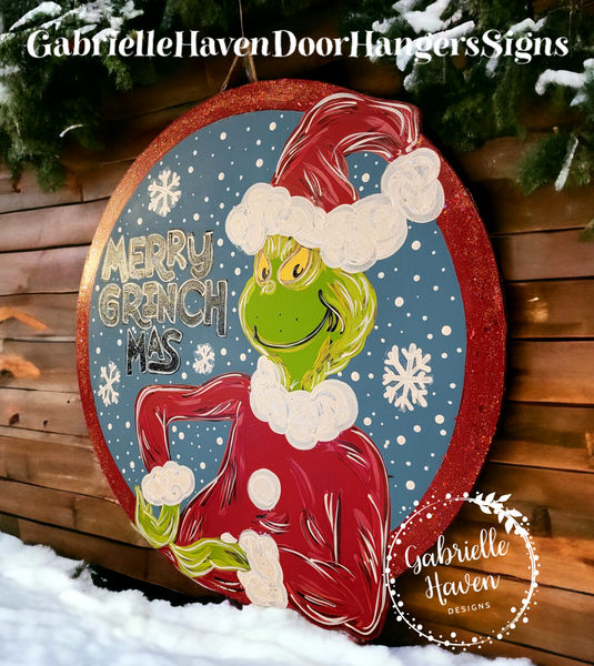 Grinch, Merry Grinchmas Round Glitter Border