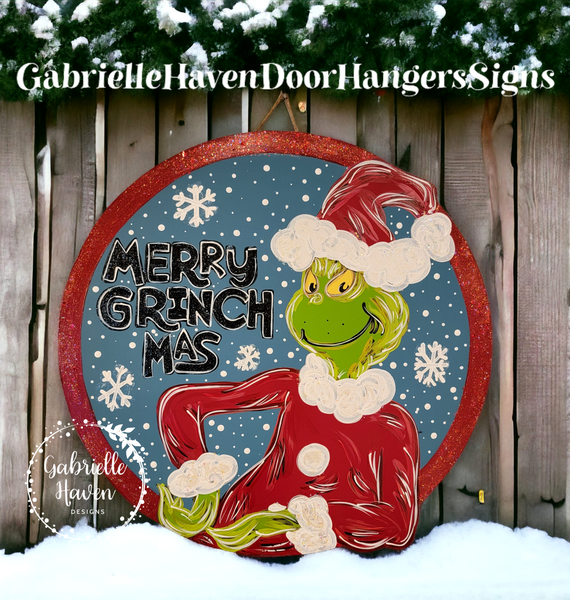 Grinch, Merry Grinchmas Round Glitter Border