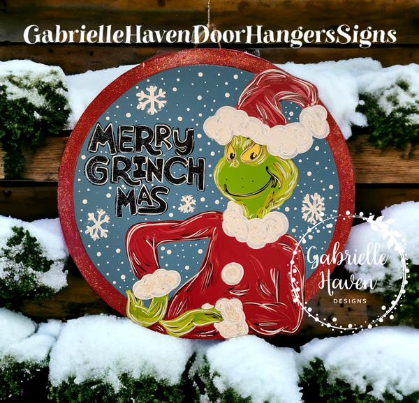 Grinch, Merry Grinchmas Round Glitter Border