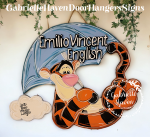 Tigger Baby Sign with 3D Name, Stats Cloud Piece Included