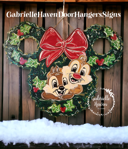 Chip and Dale Christmas Mickey Wreath, 24"