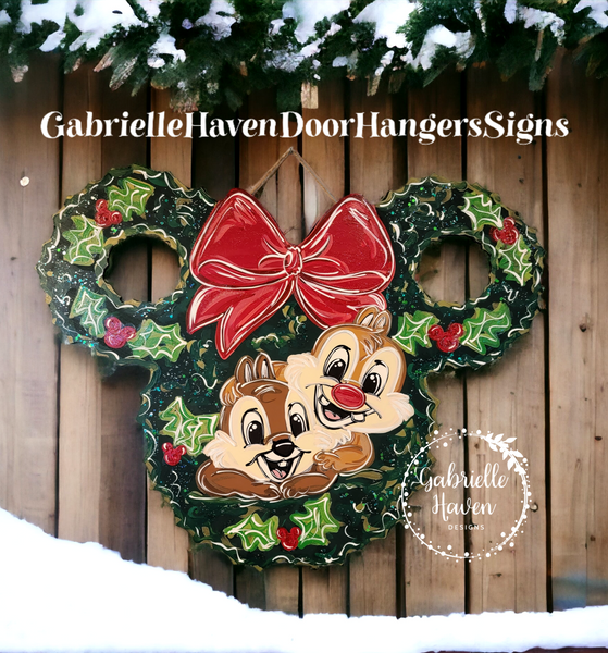 Chip and Dale Christmas Mickey Wreath, 24"