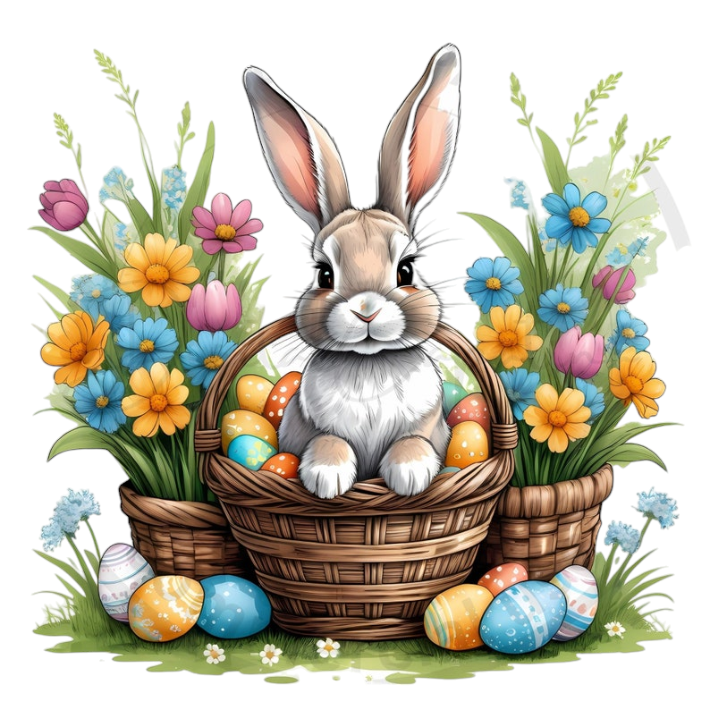 Flower Easter Basket and Bunny