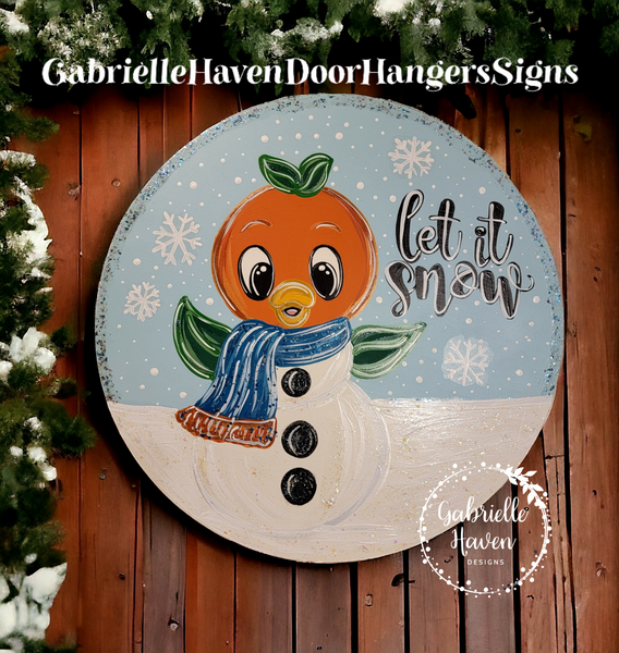 Winter Snowman Orange Bird, 22"