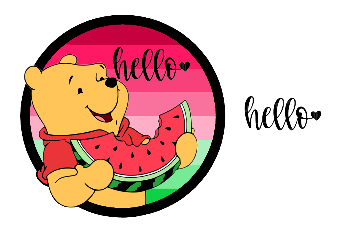 Winnie the Pooh Watermelon Round - 3D Hello Or Welcome