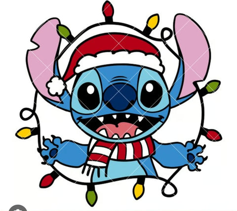 Stitch Christmas Lights Wreath