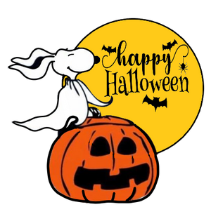 Snoopy Halloween Ghost, Full Moon & Pumpkin