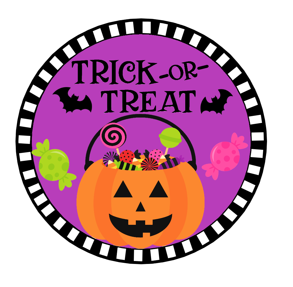 Trick or Treat Round Door Hanger Sign Decor, Trick or Treaters Sign ...