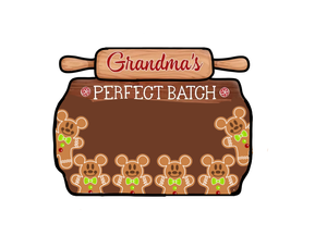 Mickey Minnie Inspired Baking Sheet, Grandma's Fav Batch (3D name on rolling pin) --- Mickey for Boys and Minnie for Girls - also have Pooh, Tigger, Roo, Owl, Piglet and Eeyore Gingerbreads as well