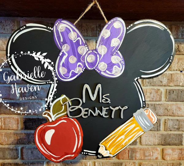 Minnie Teacher Sign with 3D personalization