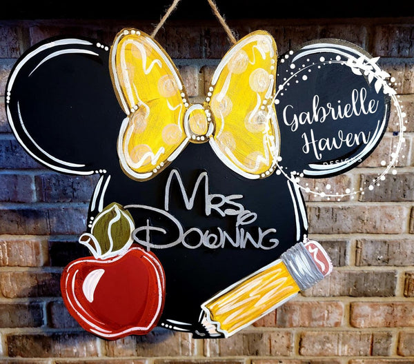 Minnie Teacher Sign with 3D personalization