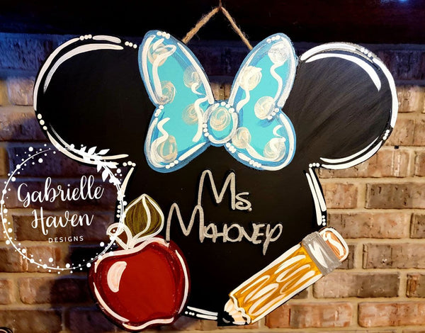 Minnie Teacher Sign with 3D personalization