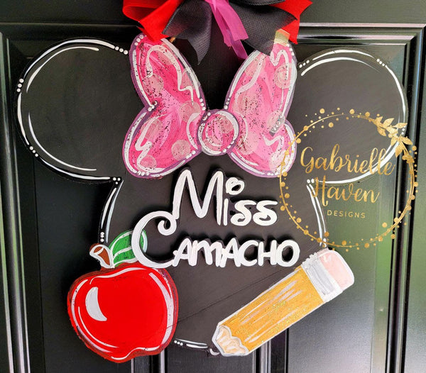 Minnie Teacher Sign with 3D personalization