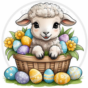 Easter Lamb with Flower Basket