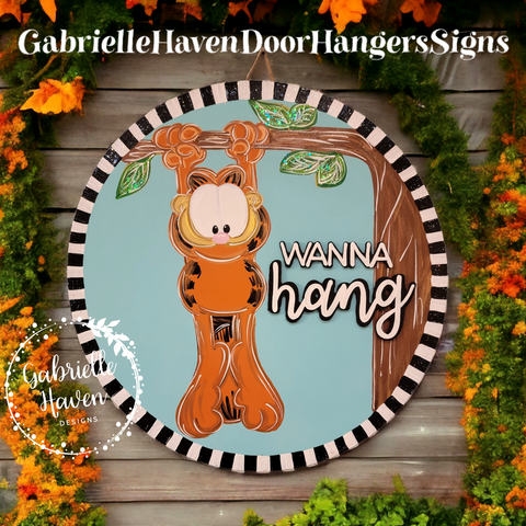 Garfield 3D Wanna Hang Round with Striped Border