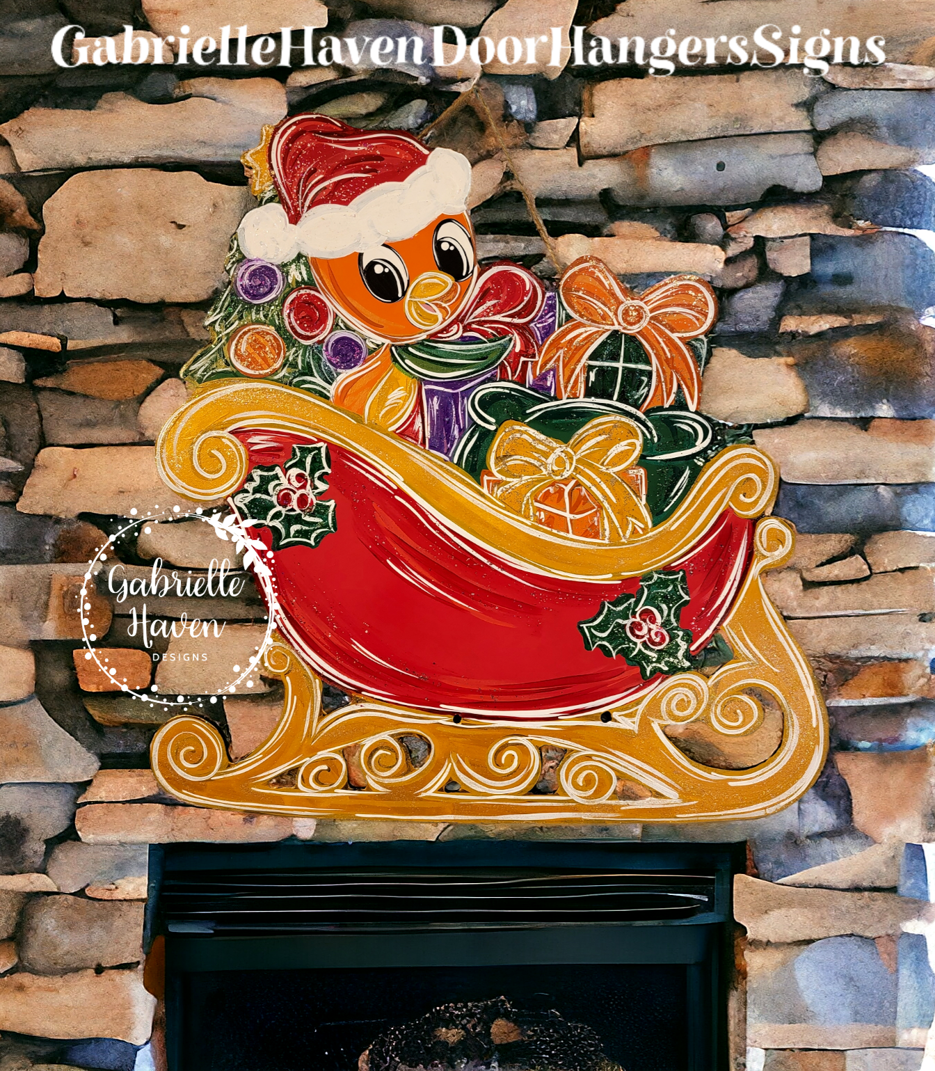 Orange Bird Santa Sleigh