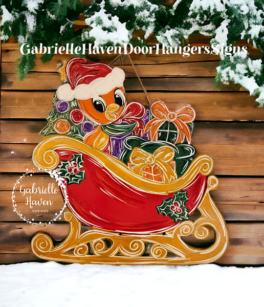 Orange Bird Santa Sleigh